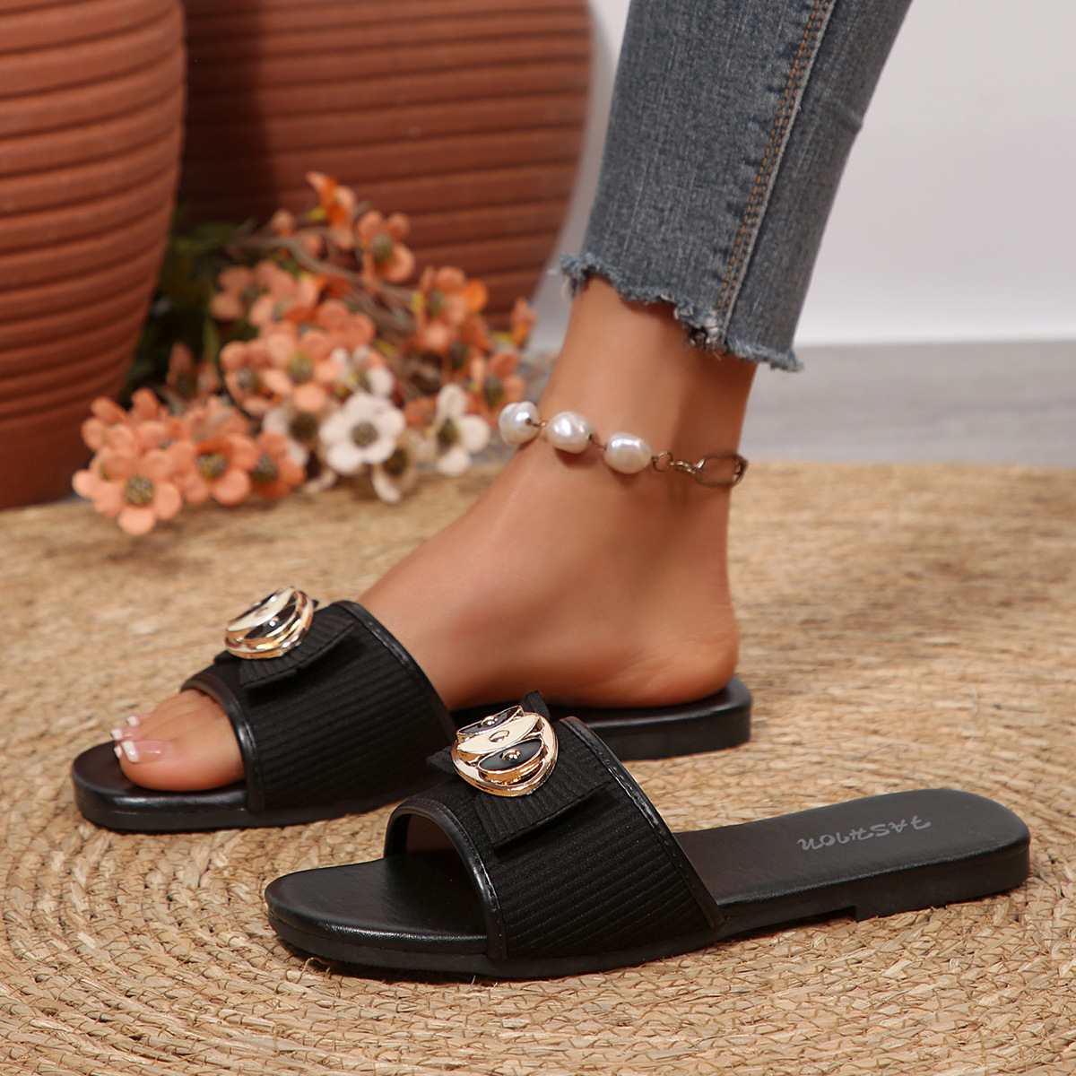 Zapatillas Planas de Punta Cuadrada para Mujer, de Tela, Cómodas, para Uso Casual