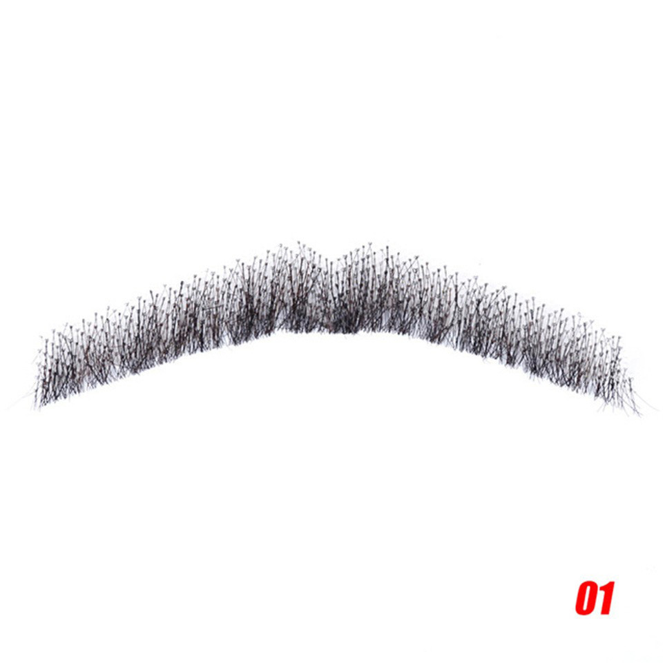 Barba falsa transfronteriza, barba falsa tejida a mano completa, cabello real sin costuras para hombres, cejas falsas, cuernos falsos, accesorios de cine y televisión