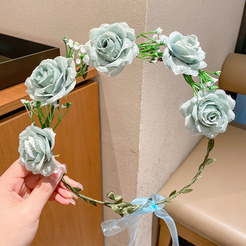 子供の頭飾りの花の子供の美しい花嫁の花輪の手の花の女の子のドレスは花の子供のアクセサリーの王女の頭の花を飾ります。|undefined