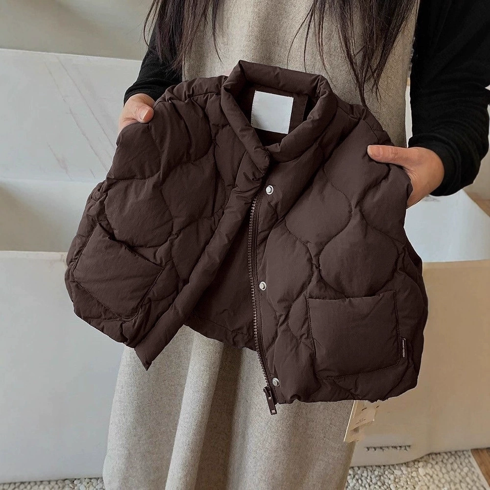 Корейская детская одежда для мальчиков и девочек, осень-зима 2025, новый стиль, стильный стеганый теплый простой жилет.