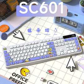 适用白蓝鸟巧克力键盘薄款女生可爱键盘电脑彩绘无线键鼠套装