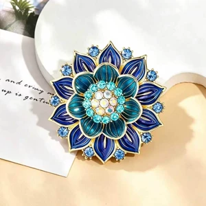 Plant Lotus Gradient Enamel Large Flower Brooch for Women, High-end Luxury New Accessory, Flower Brooch Gift