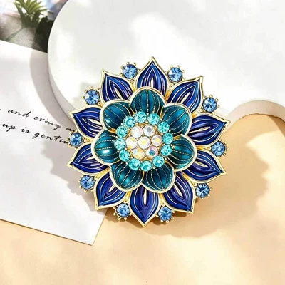Plant Lotus Gradient Enamel Large Flower Brooch for Women, High-end Luxury New Accessory, Flower Brooch Gift