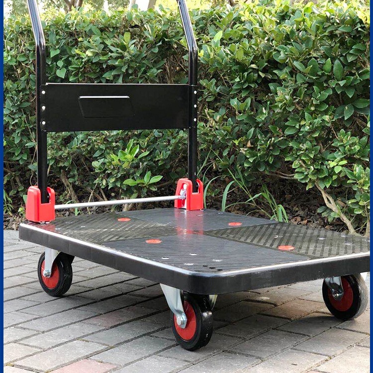 Trolley Flatbed Cart Cargo Trailer Cart Transport Cart Folding Silent Cart Portable Four-Wheel Trolley Cart
