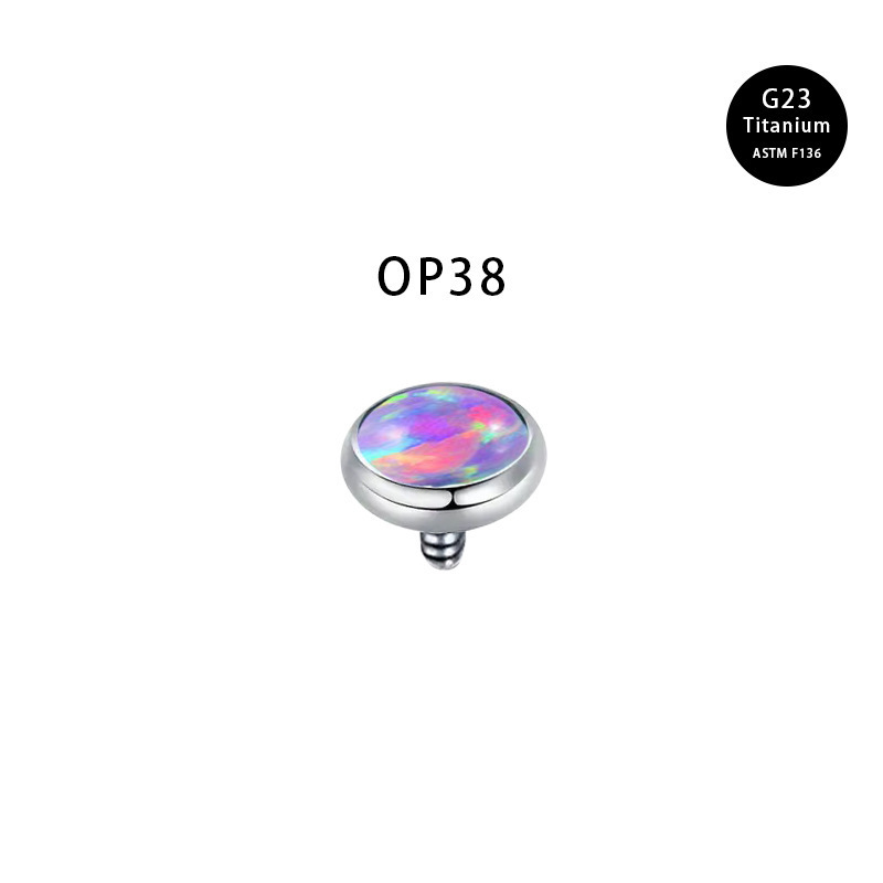 G23 Titanium External Thread Lip Stud Opal Eyebrow Stud Nose Stud Ear Bone Stud Body Piercing Jewelry detail image 7