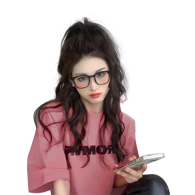 Peluca cola de caballo pelo largo femenino simulación pelo vigoroso chica luz sin sensación de caída medio lazo cascada princesa pelo rizado alta cola de caballo