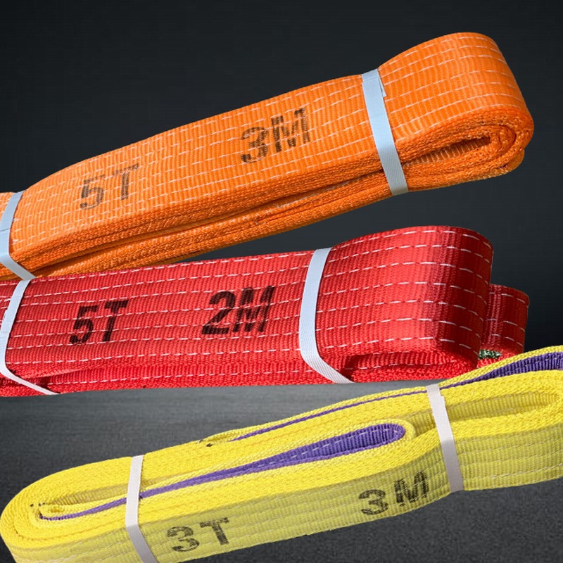 涤纶材质高安全系数起重吊带1吨-40吨 16米彩色扁平双扣吊装绳带