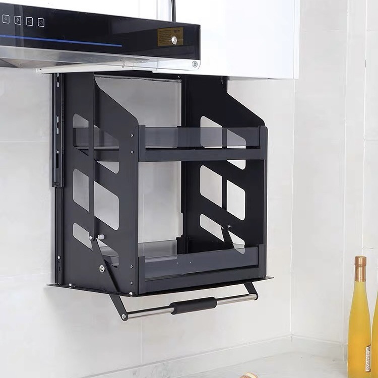 Gabinete de cocina que cuelga la cesta de elevación del Gabinete gabinete de pared superior vertical desplegable condimento cesta elevador buffer rack de almacenamiento