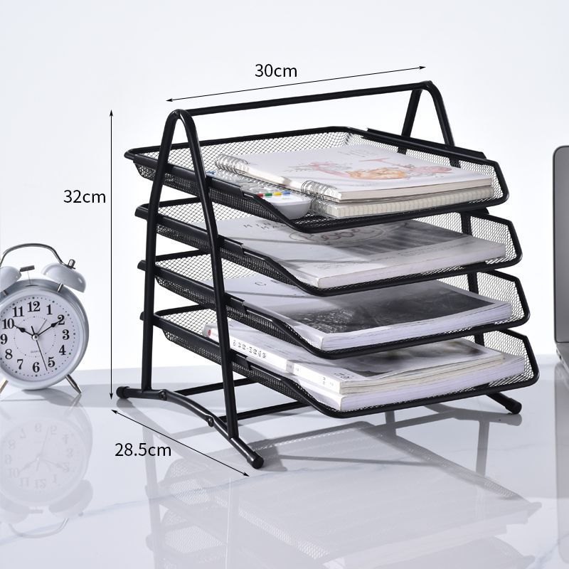 Cesta de archivos de metal multicapa, estante de archivos de tres capas, estante de almacenamiento de archivos de malla de hierro de cuatro grados, estante de almacenamiento de archivos multifuncional image 8