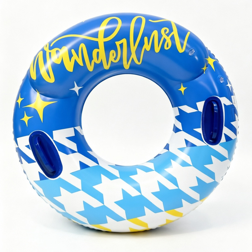 Transfronterizos ampliados con mango de barco de anclaje arco iris anillo de natación para adultos anillo de natación infláble arco iris de gran tamaño para hombres y mujeres