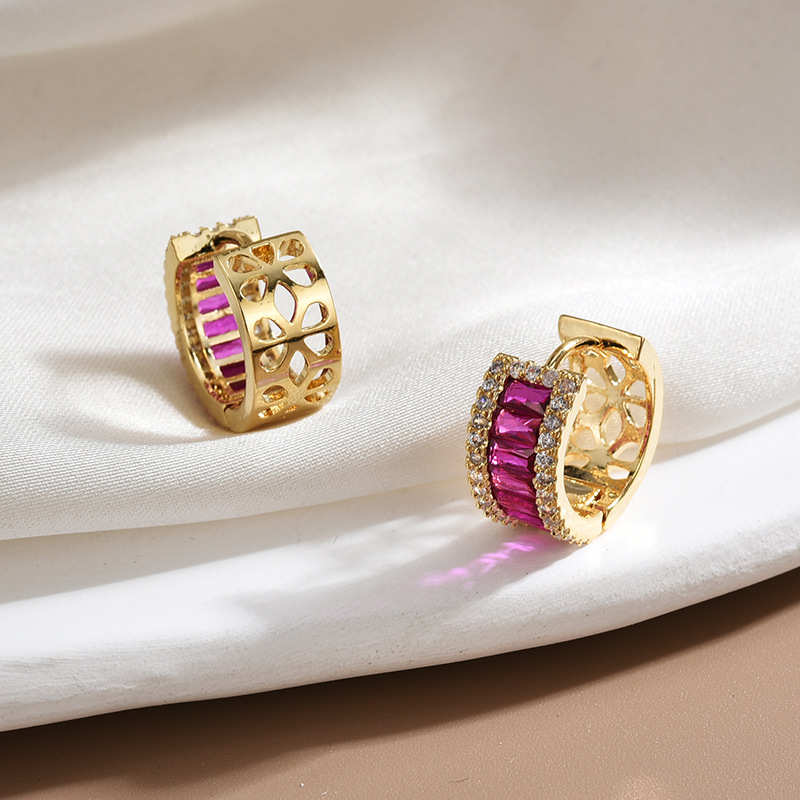 Fashion Geometric Copper Plating Zircon Earrings 1 Pair