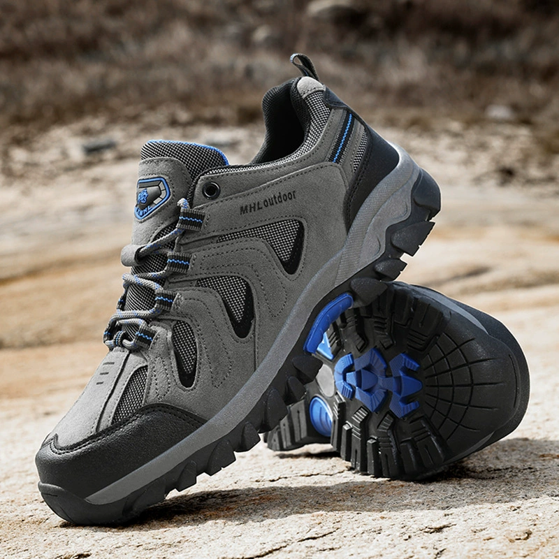 Весенне-осенние новые мужские походные ботинки, нескользящие, низкие, на шнуровке, больших размеров, спортивные туристические ботинки