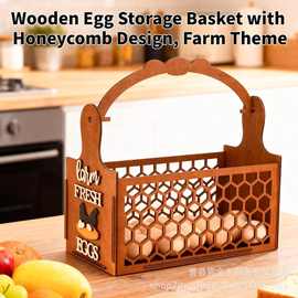 跨境-DIY Wooden Flower Basket 节日花篮摆件 木质花篮摆件