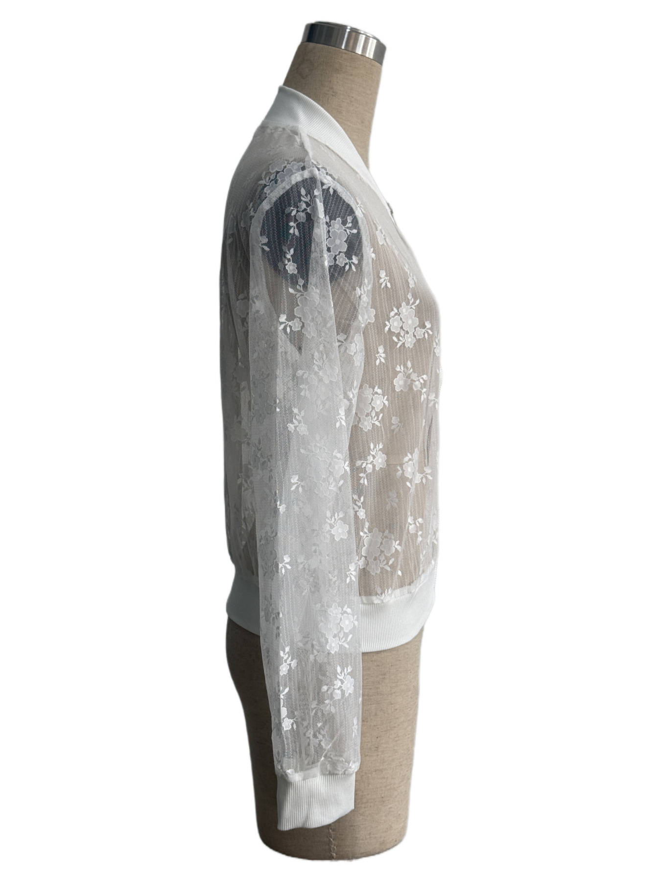 New Autumn And Winter Elegant Women's Lace Patchwork Zipper Front Opening Casual Jacket._ecoleips.com