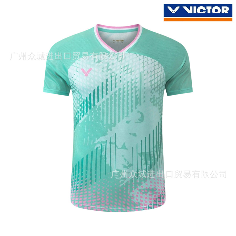 新しいスタイルの勝利バドミントンユニフォーム半袖男性と女性の高見え速乾スポーツウェアTシャツ競技チームユニフォームジャージプリント|undefined