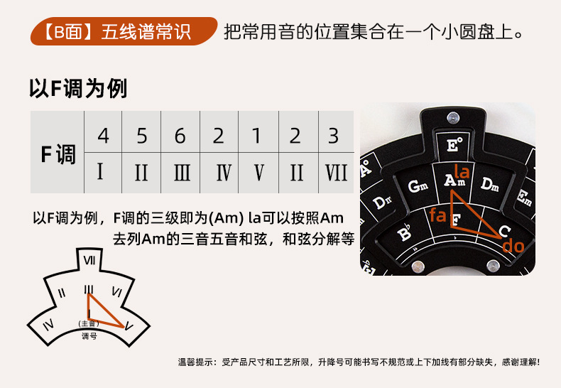 吉他和弦轮盘五度圈 和弦乐理学习工具 乐理圈 贝斯钢琴通用-阿里巴巴