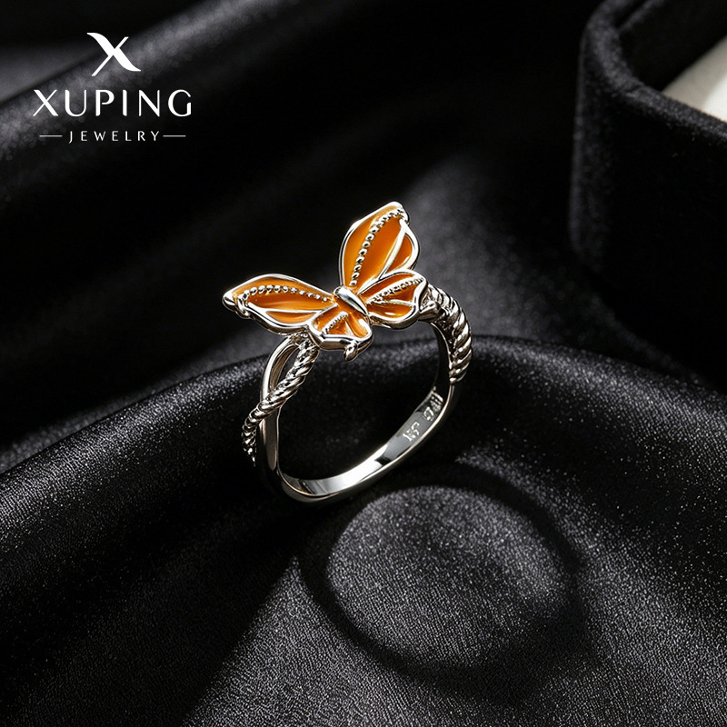 Xuping serie de goteo naranja mariposa anillo de aleación de cobre chapado blanco nicho de lujo ligero pulsero de lujo al por mayor mujeres