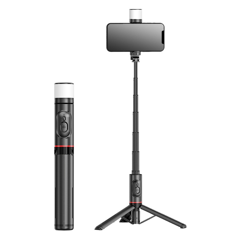 Teléfono móvil Bluetooth selfie stick giratorio Luz de relleno oculta integrada multifunción con trípode incorporado soporte en vivo