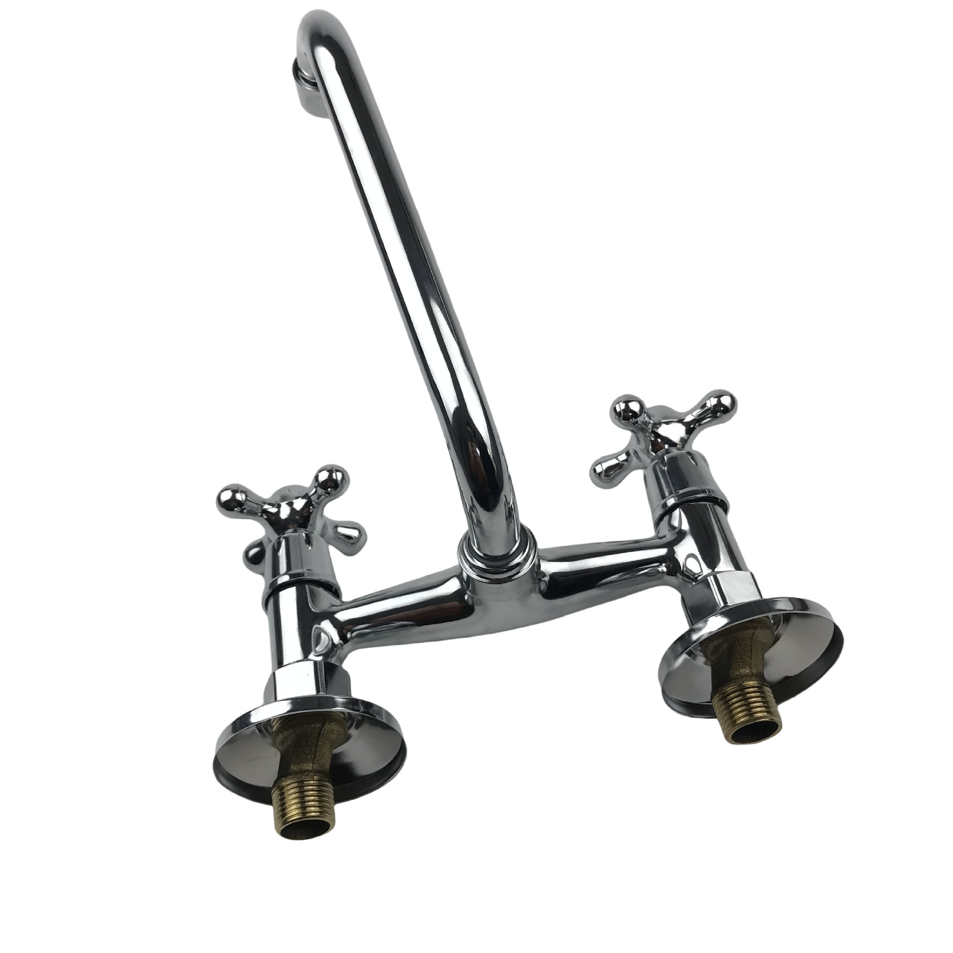 Grifo Mezclador de Cocina de Doble Agujero de Aleación de Zinc, Agua Mixta, Galvanizado, para Cocina