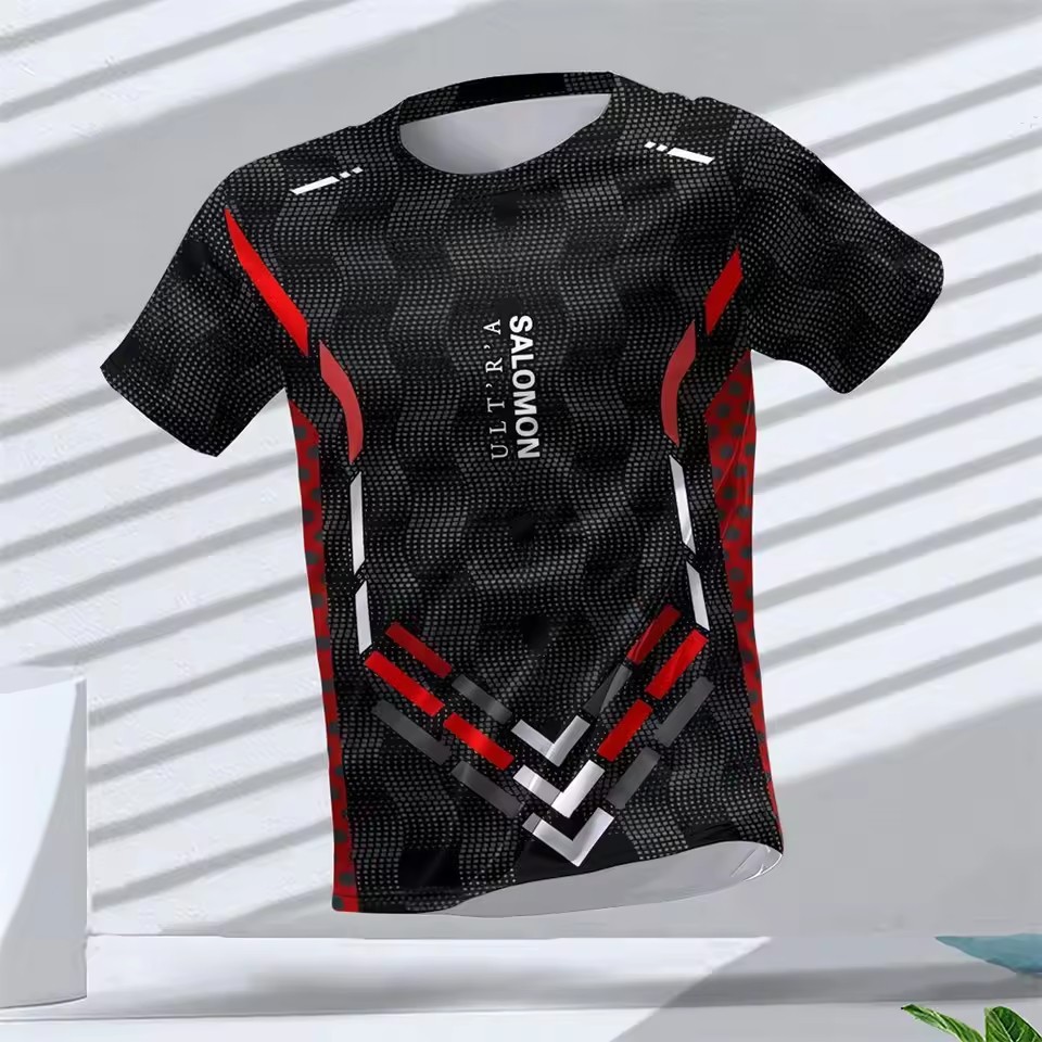 Europa y América AliExpress Cross-border hombres deportes de verano malla suelta transpirable y deshumidificación manga corta cuello redondo camiseta impresión 3D