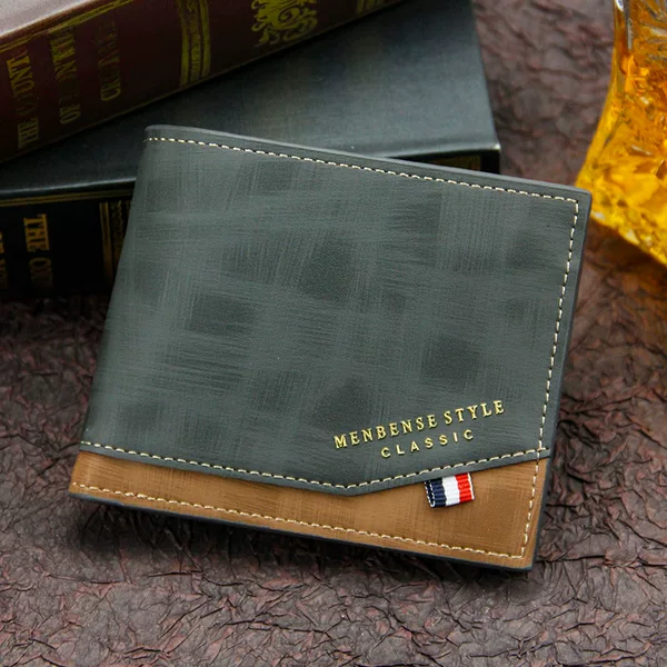 Menbense Korean Style Hinge Hot Stamping Printed Men's Wallet Short Frosted Multi-Card Slot Large Capacity Men's Wallet