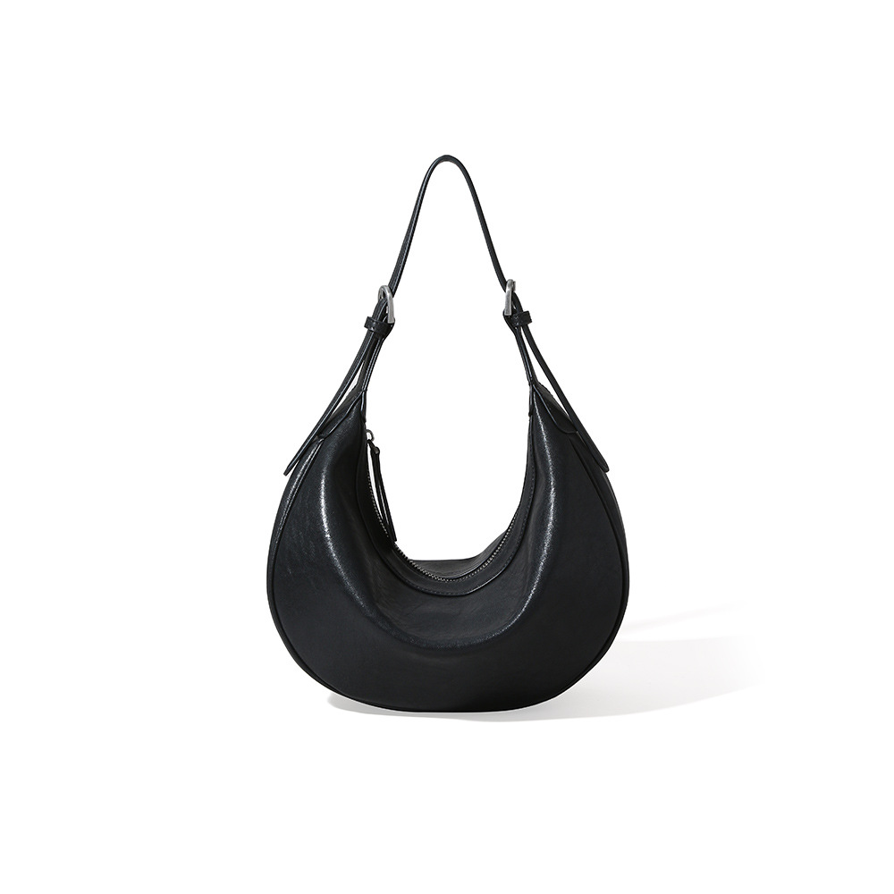 New Top Grain Vegetable-Tanned Leather Commuter Dumpling Bag, Luxury Genuine Leather Shoulder & Crossbody Bag For Women - Thumbnail 5