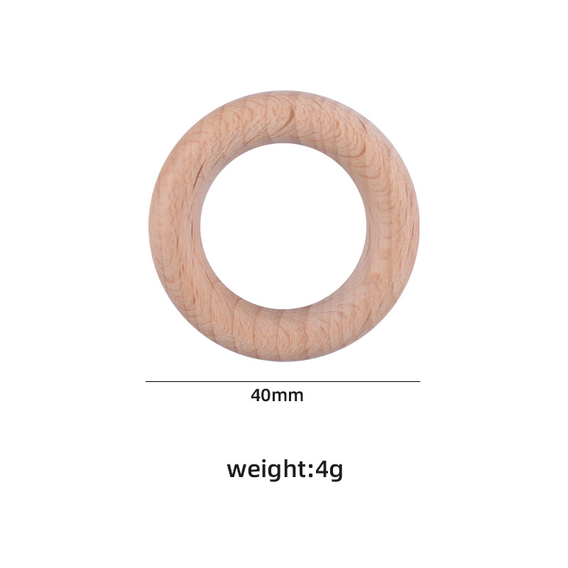 Bebé molar anillo de madera 25-55mm de madera maciza de haya anillo de juguete Niños DIY creativo mordedor pulsera mordedor palo