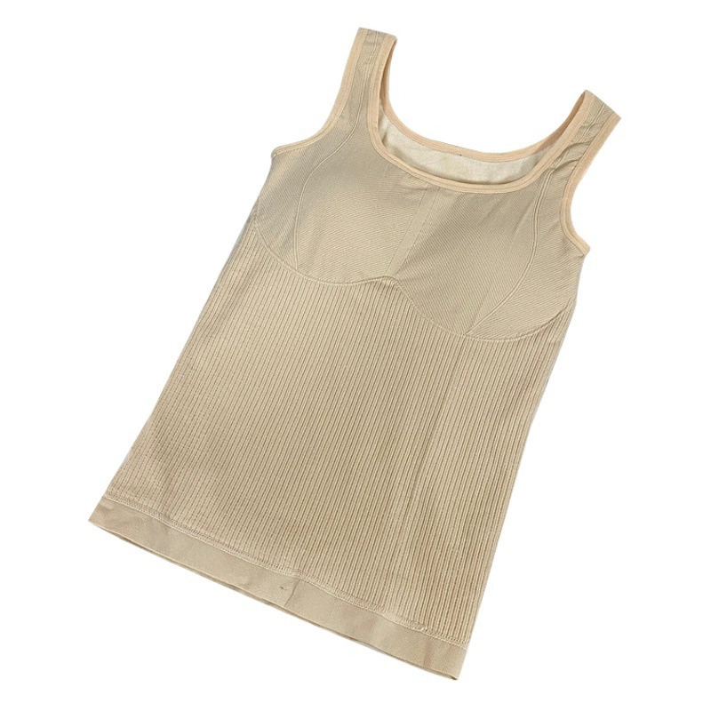 Осенне-зимнее Новое утолщенное теплое нижнее белье с U-образным вырезом и подкладкой на груди на флисовой подкладке, красивый теплый жилет на спине, Женская Базовая рубашка на внутренней стороне