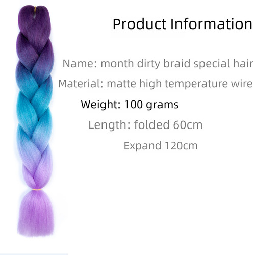 Colorful Braided Wig, Gradient Dual-Color Synthetic Braided Wig, Braided Extension Wig, African Black Zebra Braided Wig