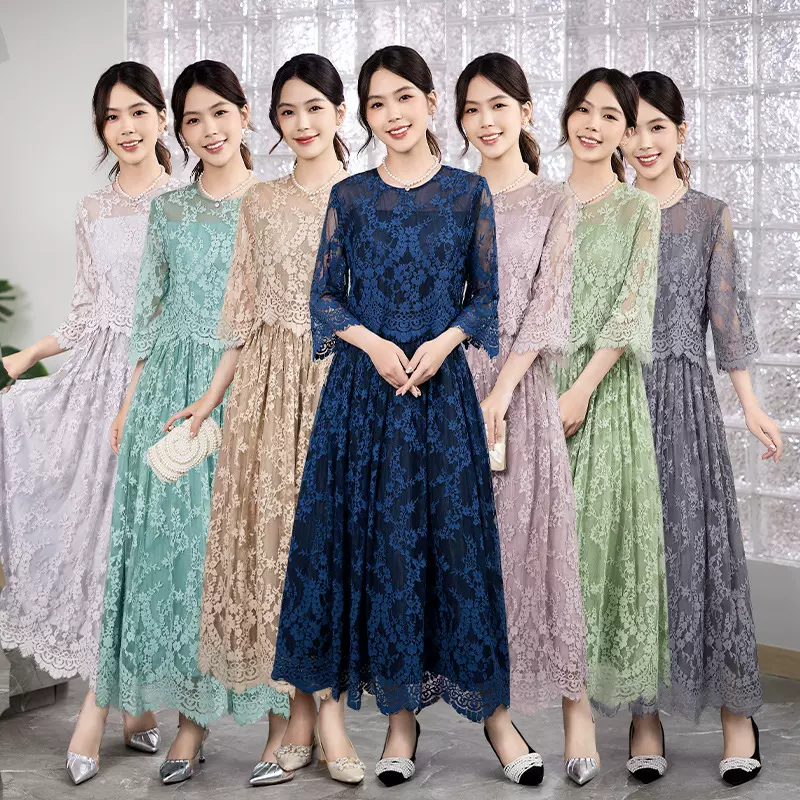 宴会气质晚礼服女独立站中东海外仓成人礼主持人礼服小个子连衣裙