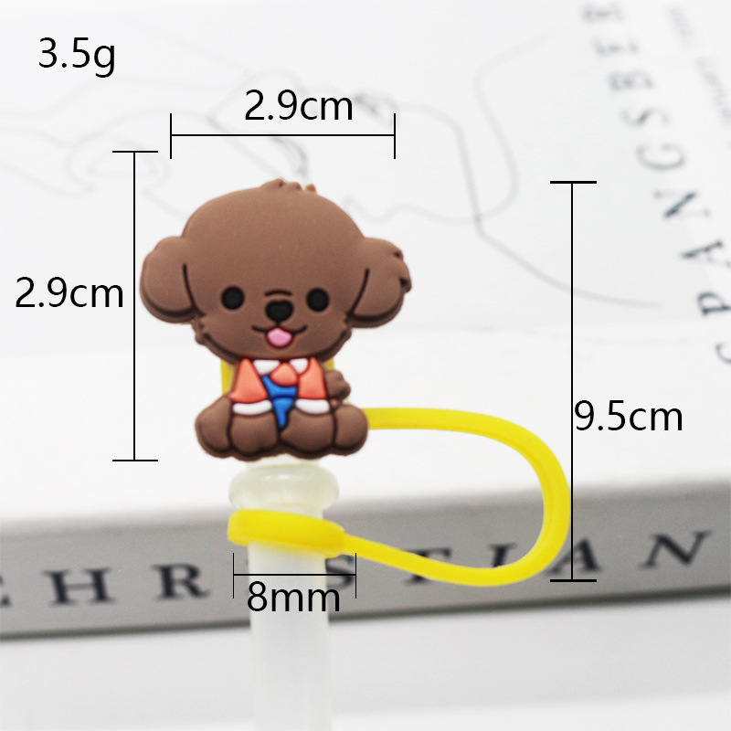 Tapa de paja Spot 7-8mm silicona linda mini muñeca parche tapón a prueba de polvo decoración de pajitas tapón a prueba de polvo