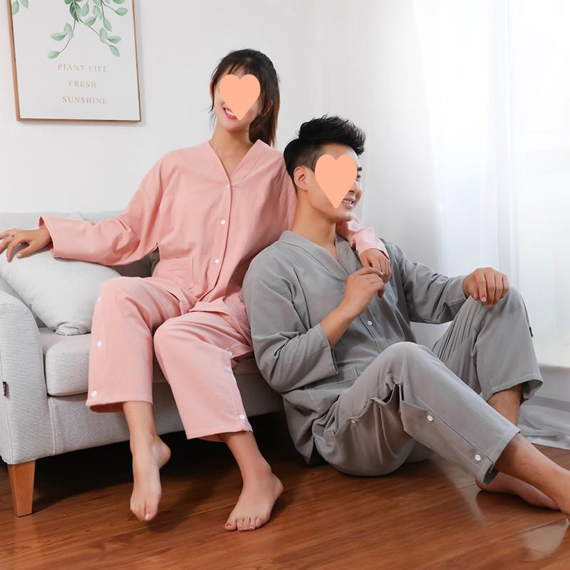 MOXIBUSTION 의류 여성용 코튼 프론트 및 백 카디건 백 오픈 물리 치료 롱 침술 의류 오픈 버튼 마사지
