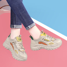 真皮软底加绒厚底老爹鞋运动休闲女鞋ins2023秋冬季跑步鞋旅游鞋