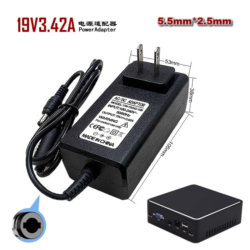 Mini Pc Office Home Gaming Computer Host Dedicated Power Adapter 19V3.42A 5.5mm Cable