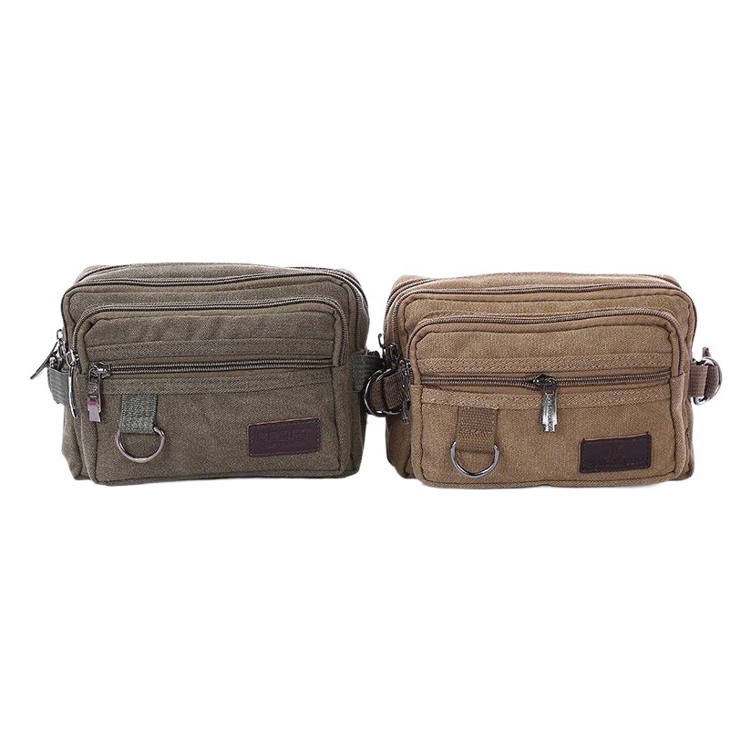 New Casual Canvas Waist Bag for Men, Outdoor Casual Cashier Bag, Multi-Functional Mobile Phone Bag, Portable Coin Purse