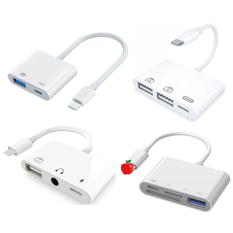 Applicable to iphone Apple OTG adapter to USB charging headset U disk keyboard converter dual USB adapter cable