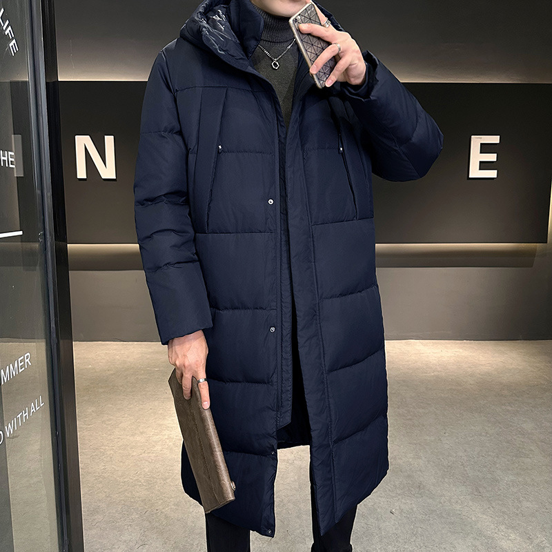2025 invierno nueva chaqueta de plumón de pareja de moda coreana moda juvenil gruesa abrigo con capuchón caliente largo