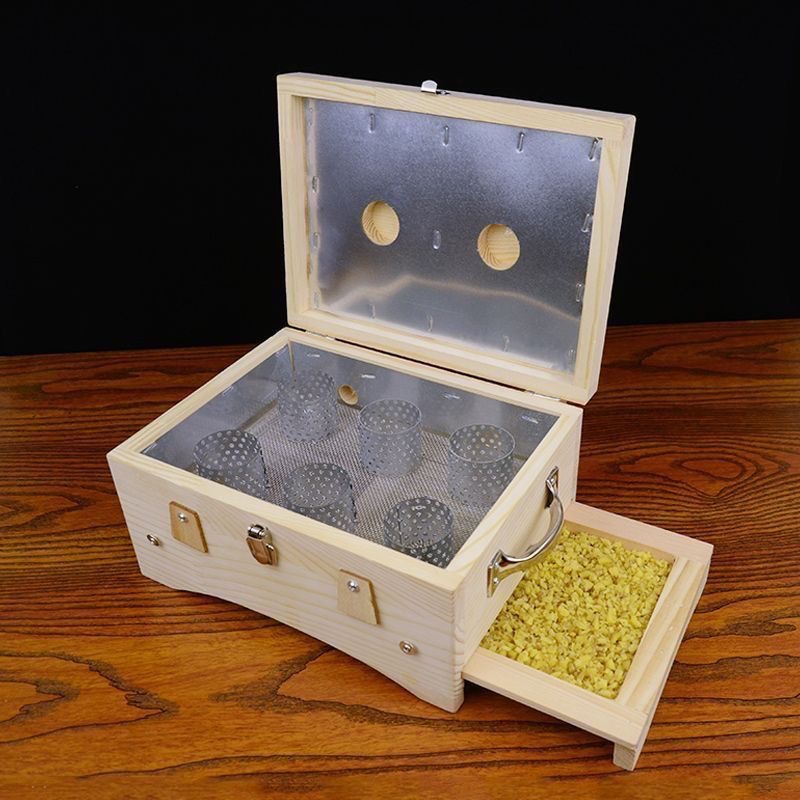 Solid Wood Moxibustion Box Flip-Top Six-Needle Insert Design for Waist and Back Ginger-Partition Moxa Warming specifications