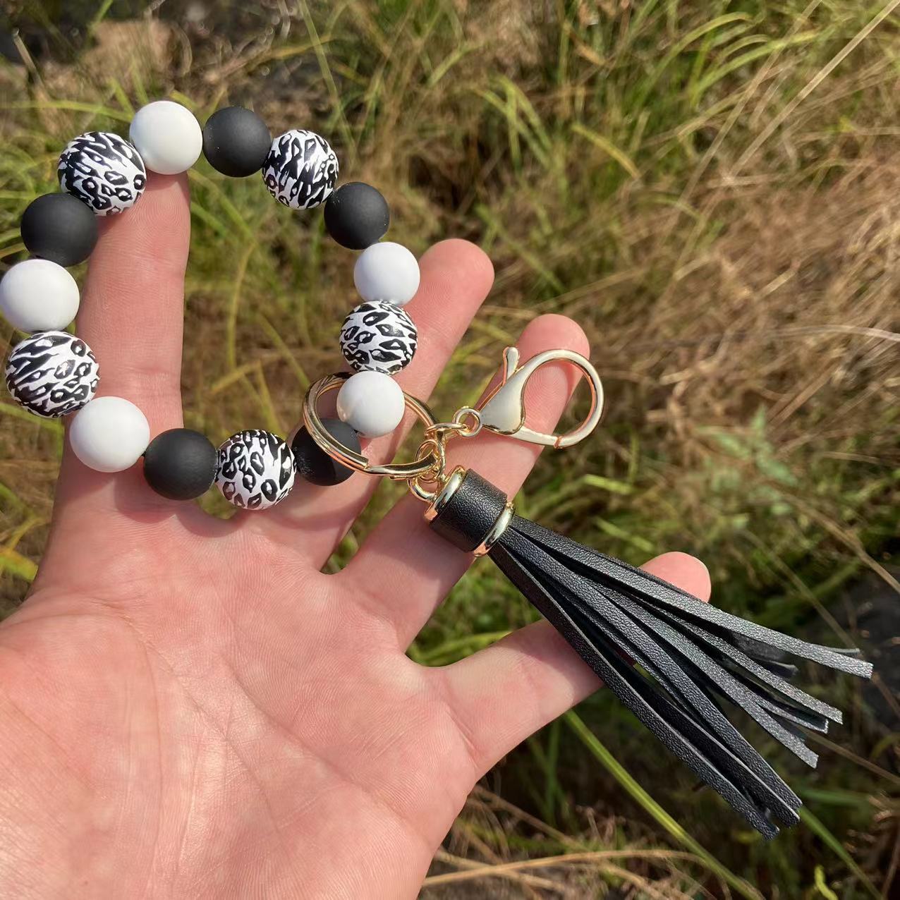 1 Stück Lässig Strassenmode Farbblock Kieselgel Armbänder Schlüsselbund display picture 4