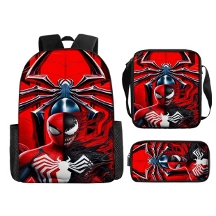 Spot Spider-Man Three-Piece Set for Primary School Students Cartoon Schoolbag Boy Backpack Superman Style Spider-Man Three-Piece Set