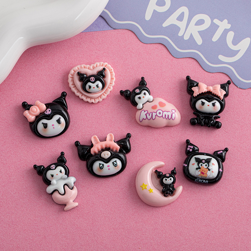 Dibujos Animados sanliou coolomi negro púrpura serie accesorios de resina DIY crema pegamento caja del teléfono accesorios para el cabello material hecho a mano