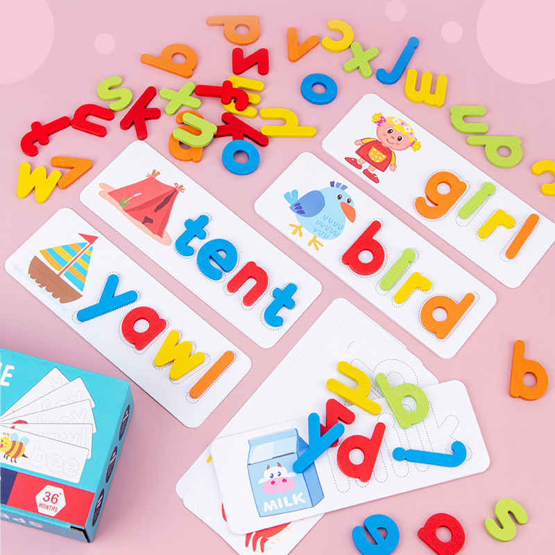 Juego transfronterizo de ortografía de madera para niños 26 letras en inglés práctica de ortografía educación temprana juguetes educativos cognitivos image 4