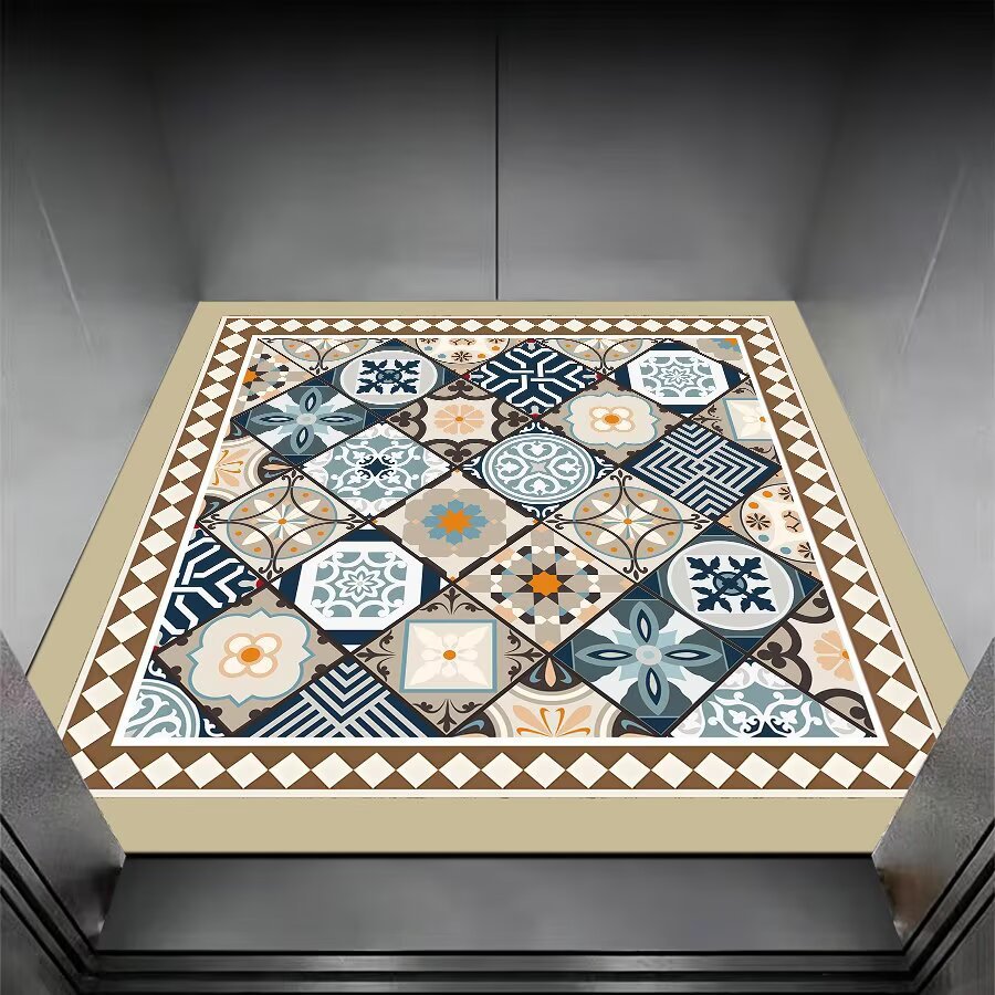 New vintage bohemian pattern floor mat, European ethnic style elevator foot mat, non-slip and wear-resistant entryway mat