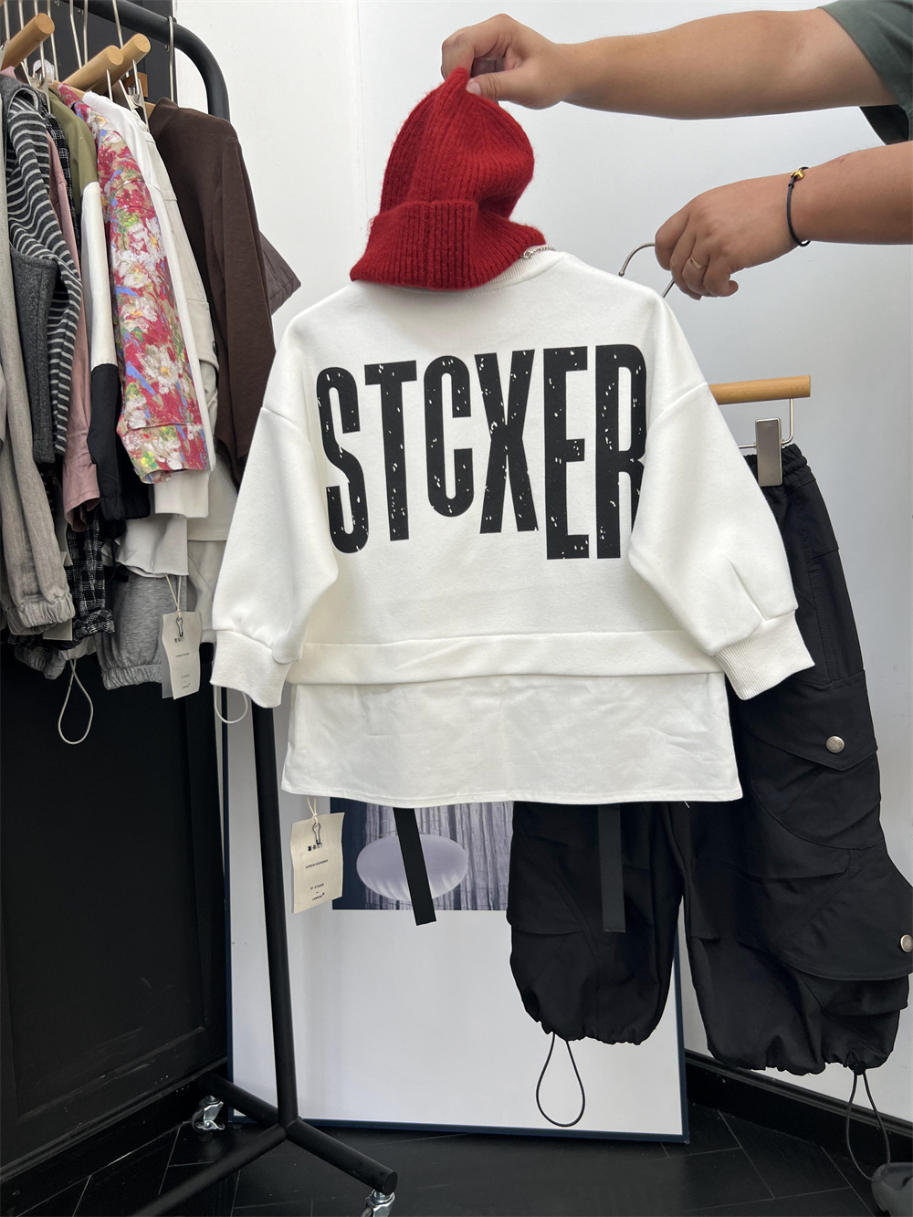 American hip-hop style autumn boys' letter  two-piece spliced shirt hoodie children's hooligan handsome street dance_voghion.com