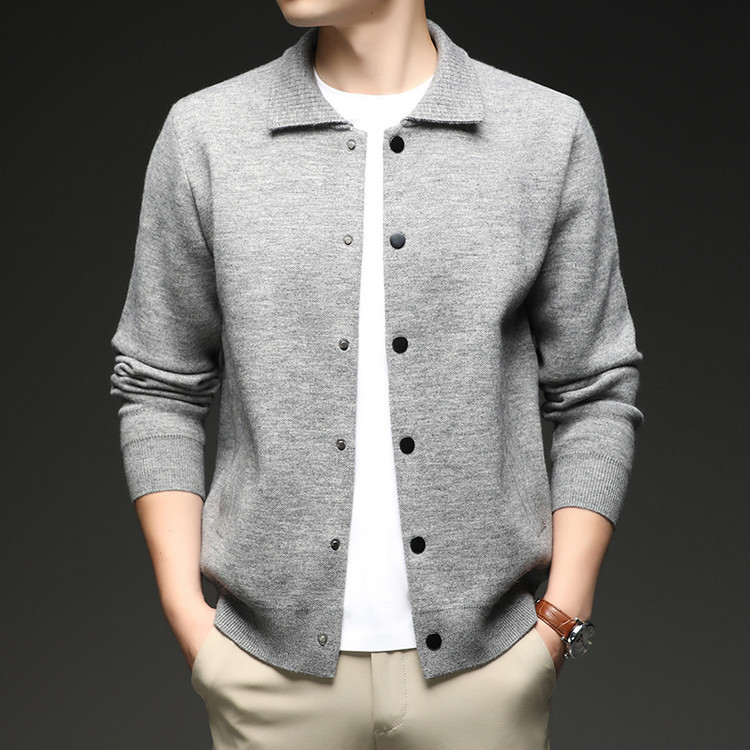 Men's New Knitted Cardigan Men's Thickened Lapel Button Sweater Men's Jacket Cross-Border Casual Autumn and Winter Men's Sweater
