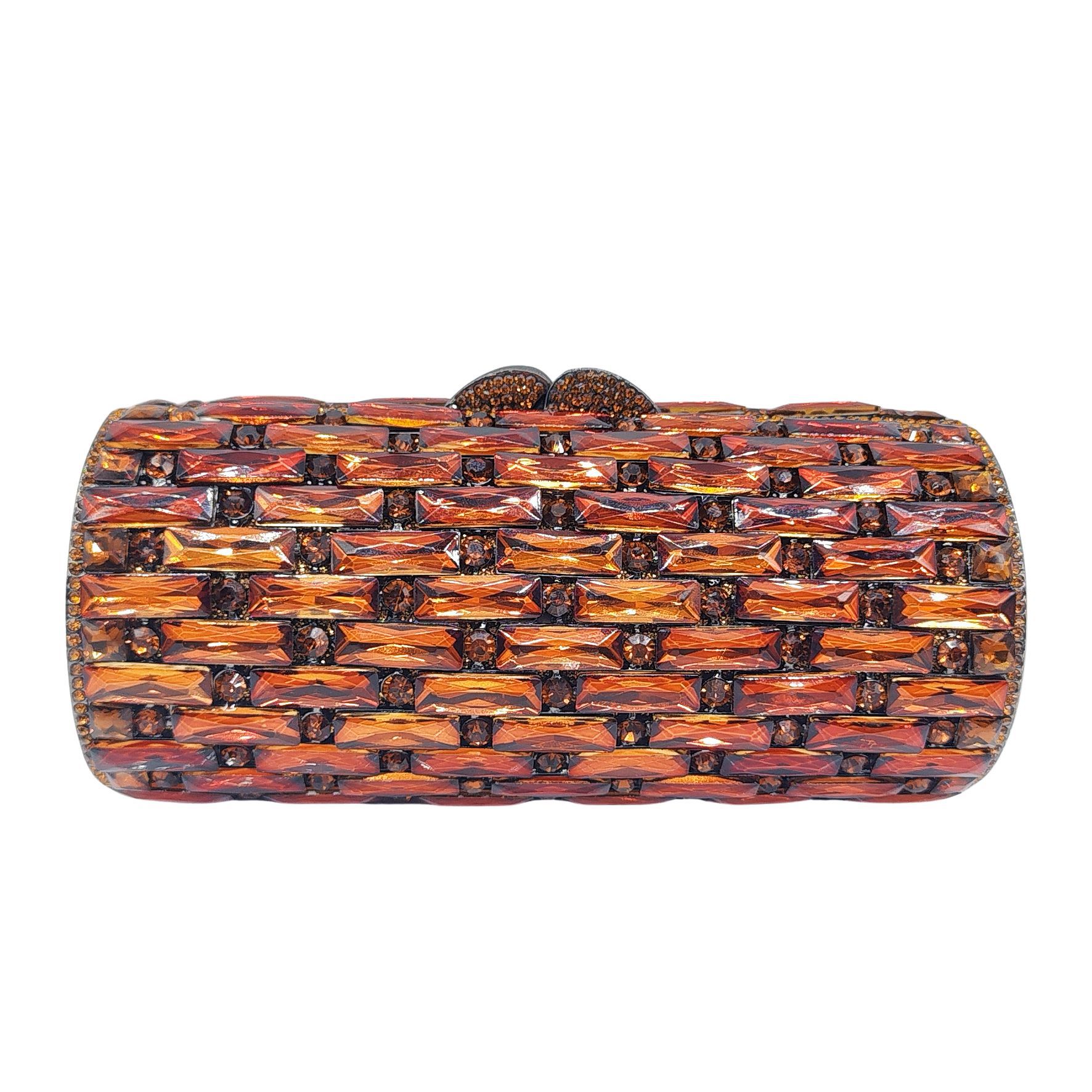 Túi clutch nữ đính kim cương hộp cứng cầm tay dạ tiệc — Hoa violet, Vàng Pha Lê, Nền vàng kim cương trắng, Vàng kim AB chi tiết 4
