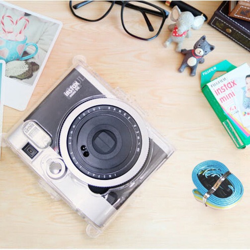 Suitable for Instax Mini 90 Camera Crystal Case, Transparent Mini Camera Storage Protective Case with Strap