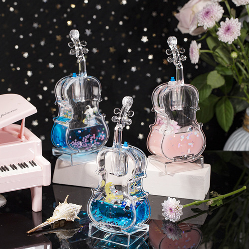 Creative astronaut violin with light into oil oil drop cartoon floating children quicksand toy desktop decoration ornaments