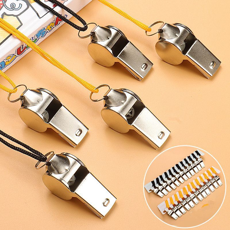 Portable Lanyard Whistle, Basketball and Football Referee Whistle, High-Pitched Metal Dolphin Whistle for Sports Teachers and Coaches