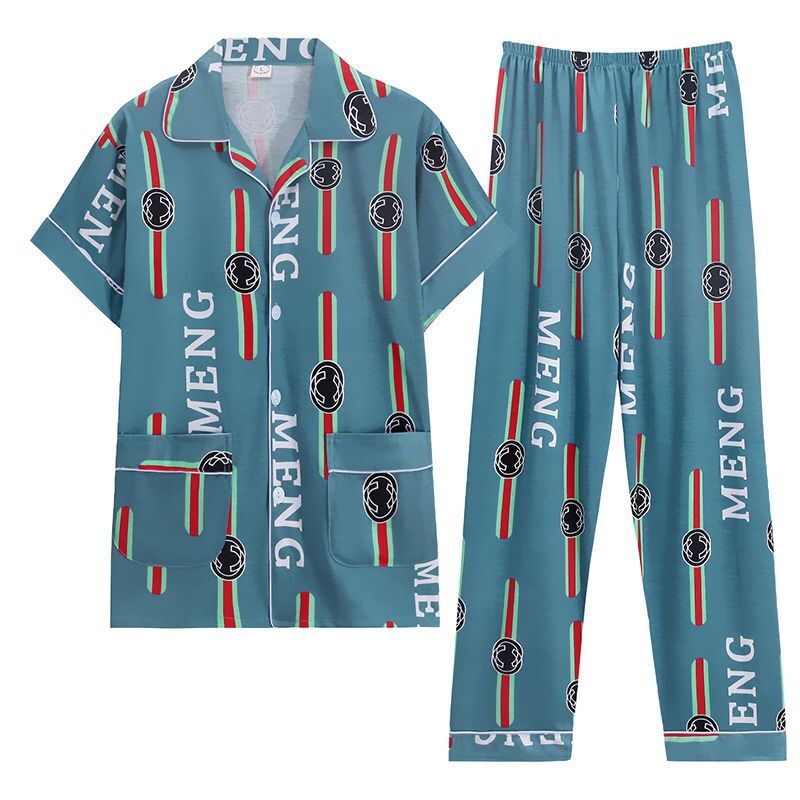 [Sensación suave] pijamas de verano para hombre 100% algodón pantalones de manga corta ropa para el hogar traje de verano para hombre